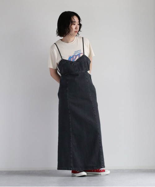 cepo（セポ）の「スリットデニムキャミワンピース（ワンピース・レディース・ブルー系1/ブラック・M）」の18枚目の写真