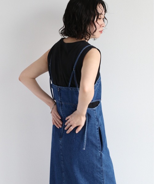 cepo（セポ）の「スリットデニムキャミワンピース（ワンピース・レディース・ブルー系1/ブラック・M）」の5枚目の写真