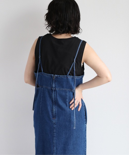 cepo（セポ）の「スリットデニムキャミワンピース（ワンピース・レディース・ブルー系1/ブラック・M）」の6枚目の写真