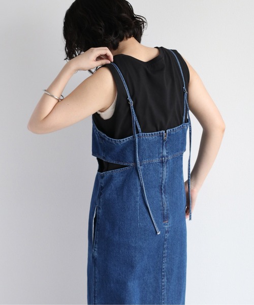 cepo（セポ）の「スリットデニムキャミワンピース（ワンピース・レディース・ブルー系1/ブラック・M）」の7枚目の写真