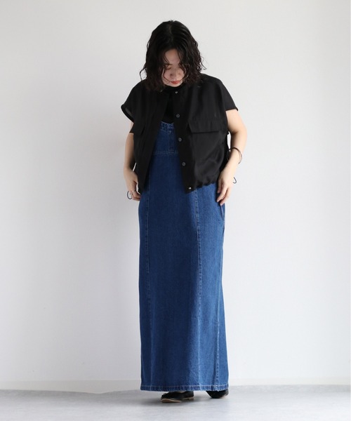 cepo（セポ）の「スリットデニムキャミワンピース（ワンピース・レディース・ブルー系1/ブラック・M）」の13枚目の写真