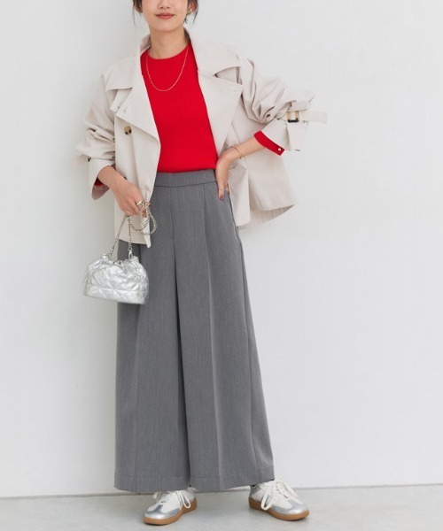 Pierrot（ピエロ）の「高見えワイドパンツ（その他パンツ・レディース・アイボリー/ダークネイビー/グレー系その他/グレイッシュベージュ/ピンク系その他/ブラック/グリーン系その他/ベージュ/ブラウン系その他/グレー系その他2/イエロー系その他/ベージュ系その他/モカ/ライトベージュ・TM/S/TLL/M/LL/PM/L/PS/PL/TL）」の17枚目の写真