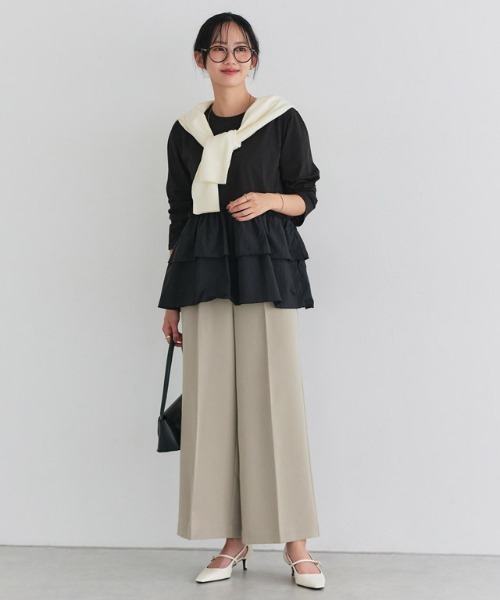 Pierrot（ピエロ）の「高見えワイドパンツ（その他パンツ・レディース・アイボリー/ダークネイビー/グレー系その他/グレイッシュベージュ/ピンク系その他/ブラック/グリーン系その他/ベージュ/ブラウン系その他/グレー系その他2/イエロー系その他/ベージュ系その他/モカ/ライトベージュ・TM/S/TLL/M/LL/PM/L/PS/PL/TL）」の20枚目の写真