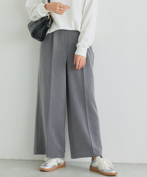 Pierrot（ピエロ）の「高見えワイドパンツ（その他パンツ・レディース・アイボリー/ダークネイビー/グレー系その他/グレイッシュベージュ/ピンク系その他/ブラック/グリーン系その他/ベージュ/ブラウン系その他/グレー系その他2/イエロー系その他/ベージュ系その他/モカ/ライトベージュ・TM/S/TLL/M/LL/PM/L/PS/PL/TL）」の19枚目の写真