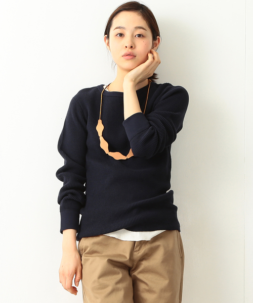 BEAMS BOY（ビームスボーイ）の「【FUDGE5月号掲載】BEAMS BOY / ヘビーワッフル クルー（Tシャツ/カットソー・レディース・ホワイト/グレー/ネイビー・ONE SIZE）」の5枚目の写真