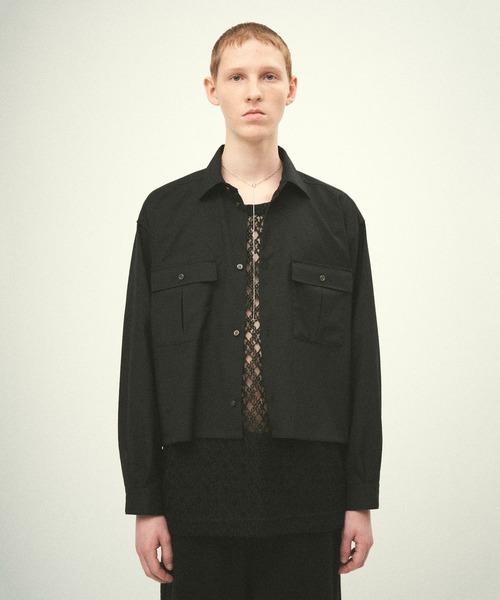 Juha(ユハ)の「TROPICAL CLOTH CROP SHIRT(シャツ/ブラウス・メンズ・ブラック/チャコールグレー・3/4)」の2枚目の写真