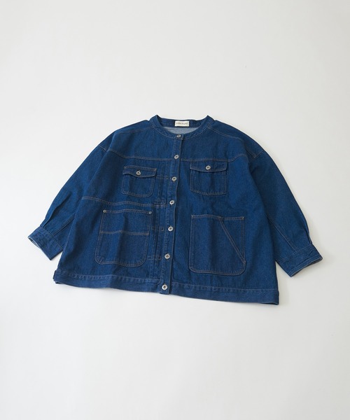 CUBE SUGAR(キューブシュガー)の「WEB限定デニムアシメポケットワークジャケット(デニムジャケット・レディース・インディゴブルー/ワンウォッシュ・M)」の13枚目の写真