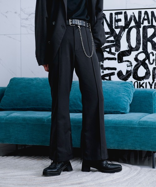 Ellno Loset(エルノロゼット)の「サイドジップフレアパンツ/セットアップ対応(スラックス・メンズ・パープル/ブラック・SMALL/MEDIUM/LARGE)」の2枚目の写真