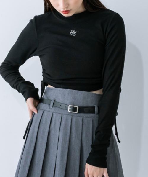 OLIVE des OLIVE（オリーブデオリーブ）の「起毛テレコ裾ドロストTシャツ　1032060210（Tシャツ/カットソー・レディース・ライトグレー/ブラック/オフホワイト・FREE）」の2枚目の写真