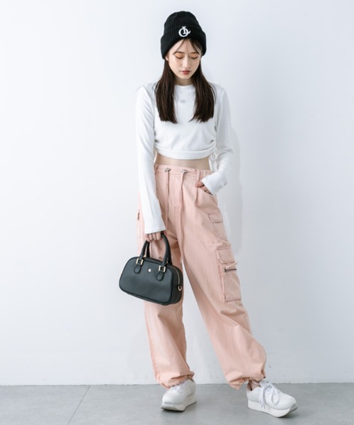 OLIVE des OLIVE（オリーブデオリーブ）の「起毛テレコ裾ドロストTシャツ　1032060210（Tシャツ/カットソー・レディース・ライトグレー/ブラック/オフホワイト・FREE）」の7枚目の写真