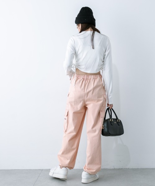 OLIVE des OLIVE（オリーブデオリーブ）の「起毛テレコ裾ドロストTシャツ　1032060210（Tシャツ/カットソー・レディース・ライトグレー/ブラック/オフホワイト・FREE）」の9枚目の写真