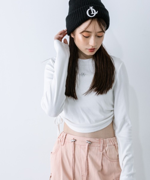 OLIVE des OLIVE（オリーブデオリーブ）の「起毛テレコ裾ドロストTシャツ　1032060210（Tシャツ/カットソー・レディース・ライトグレー/ブラック/オフホワイト・FREE）」の10枚目の写真