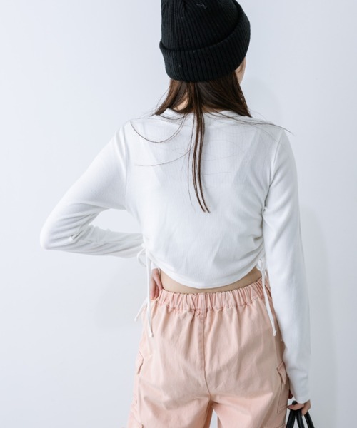 OLIVE des OLIVE（オリーブデオリーブ）の「起毛テレコ裾ドロストTシャツ　1032060210（Tシャツ/カットソー・レディース・ライトグレー/ブラック/オフホワイト・FREE）」の12枚目の写真