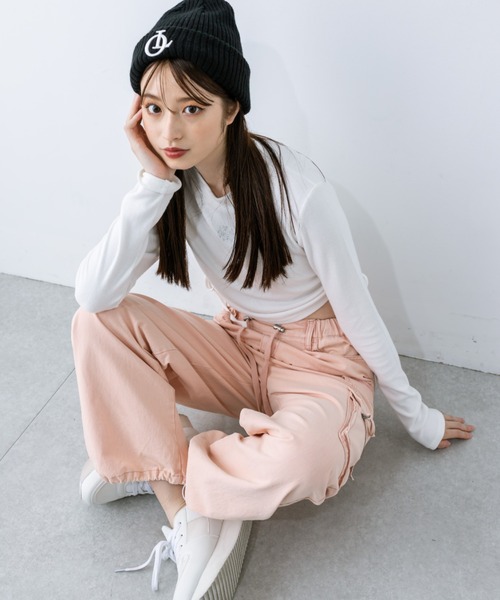 OLIVE des OLIVE（オリーブデオリーブ）の「起毛テレコ裾ドロストTシャツ　1032060210（Tシャツ/カットソー・レディース・ライトグレー/ブラック/オフホワイト・FREE）」の6枚目の写真