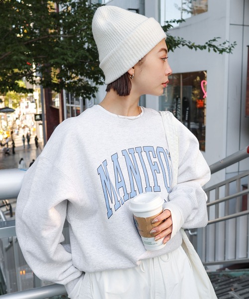 andme（アンドミー）の「リブ編みニット帽（ニットキャップ/ビーニー・レディース・オフホワイト/ブラウン/グリーン系/ブラック/ライトブルー/オレンジ・FREE）」の14枚目の写真