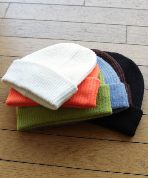 andme（アンドミー）の「リブ編みニット帽（ニットキャップ/ビーニー・レディース・オフホワイト/ブラウン/グリーン系/ブラック/ライトブルー/オレンジ・FREE）」の12枚目の写真