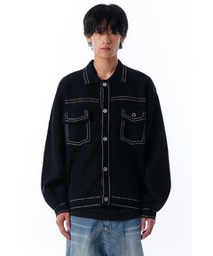 Hand Stitched Rigid Denim Knit Jacket（ニット/セーター）｜gim