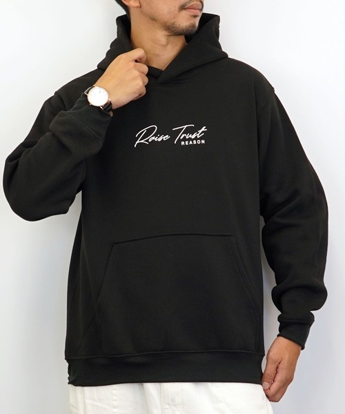 Burner(バーナー)の「【GROOVY STORE】ロゴプリントプルオーバーフーディ裏起毛(パーカー・メンズ・ブラック/杢グレー/バーガンディー/カーキ/グレイッシュベージュ/ホワイト/ライトブラック/ブルー・M/L/LL)」の10枚目の写真