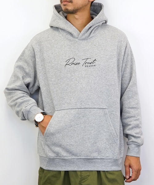Burner(バーナー)の「【GROOVY STORE】ロゴプリントプルオーバーフーディ裏起毛(パーカー・メンズ・ブラック/杢グレー/バーガンディー/カーキ/グレイッシュベージュ/ホワイト/ライトブラック/ブルー・M/L/LL)」の13枚目の写真