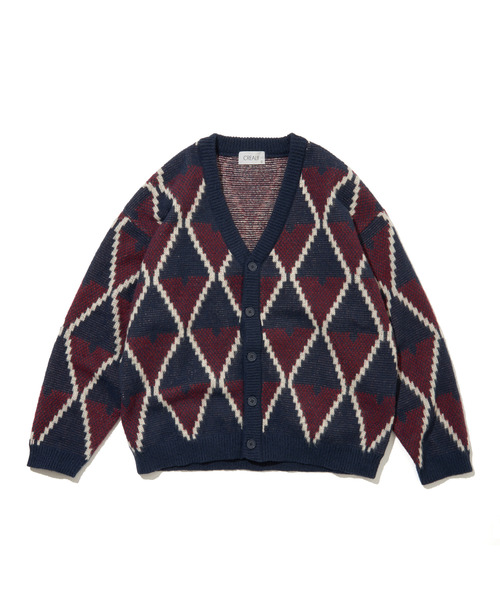 VENCEEXCHANGE（ヴァンスエクスチェンジ）の「総柄ニットVカーディガン（カーディガン/ボレロ・メンズ・グレー系その他/ネイビー/ホワイト/ブルー/マスタード/ブラック/ダークグリーン/ベージュ/チャコールグレー/ターコイズブルー・L/M）」の7枚目の写真