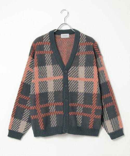 VENCEEXCHANGE（ヴァンスエクスチェンジ）の「総柄ニットVカーディガン（カーディガン/ボレロ・メンズ・グレー系その他/ネイビー/ホワイト/ブルー/マスタード/ブラック/ダークグリーン/ベージュ/チャコールグレー/ターコイズブルー・L/M）」の2枚目の写真