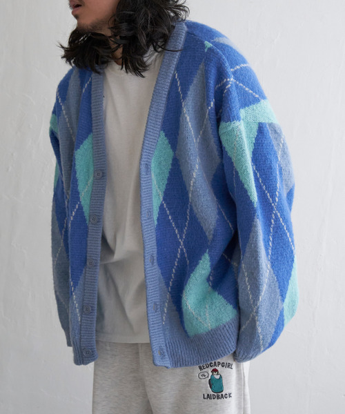 VENCEEXCHANGE（ヴァンスエクスチェンジ）の「総柄ニットVカーディガン（カーディガン/ボレロ・メンズ・グレー系その他/ネイビー/ホワイト/ブルー/マスタード/ブラック/ダークグリーン/ベージュ/チャコールグレー/ターコイズブルー・L/M）」の16枚目の写真