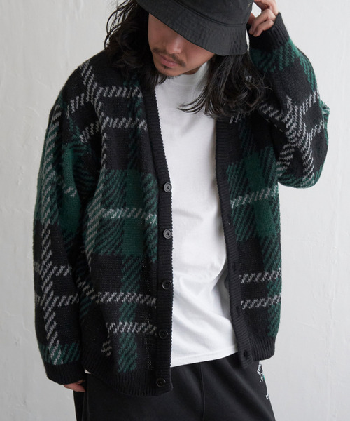 VENCEEXCHANGE（ヴァンスエクスチェンジ）の「総柄ニットVカーディガン（カーディガン/ボレロ・メンズ・グレー系その他/ネイビー/ホワイト/ブルー/マスタード/ブラック/ダークグリーン/ベージュ/チャコールグレー/ターコイズブルー・L/M）」の12枚目の写真