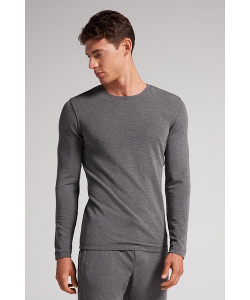 Intimissimi(インティミッシミ)の「モダール&カシミヤ ロングスリーブ トップス(Tシャツ/カットソー・メンズ・ヘザーチャコール/ホワイト/ブラック/ダークネイビー・L/XL/S/M)」の3枚目の写真