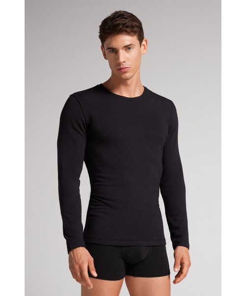 Intimissimi(インティミッシミ)の「モダール&カシミヤ ロングスリーブ トップス(Tシャツ/カットソー・メンズ・ヘザーチャコール/ホワイト/ブラック/ダークネイビー・L/XL/S/M)」の2枚目の写真