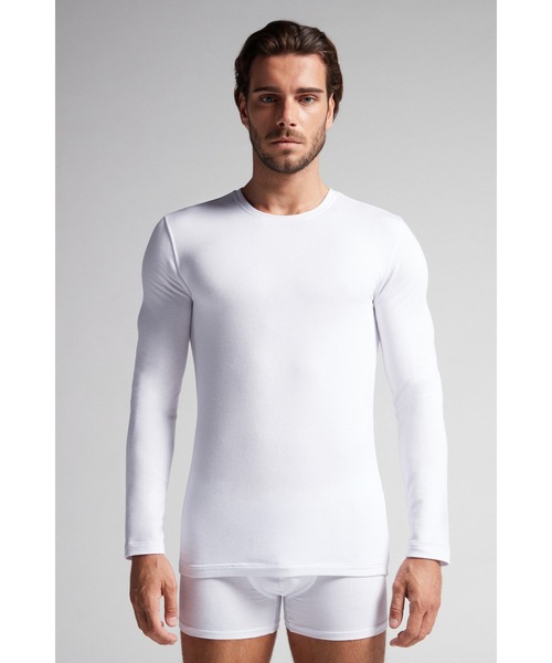 Intimissimi(インティミッシミ)の「モダール&カシミヤ ロングスリーブ トップス(Tシャツ/カットソー・メンズ・ヘザーチャコール/ホワイト/ブラック/ダークネイビー・L/XL/S/M)」の5枚目の写真