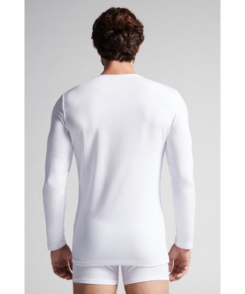 Intimissimi(インティミッシミ)の「モダール&カシミヤ ロングスリーブ トップス(Tシャツ/カットソー・メンズ・ヘザーチャコール/ホワイト/ブラック/ダークネイビー・L/XL/S/M)」の6枚目の写真