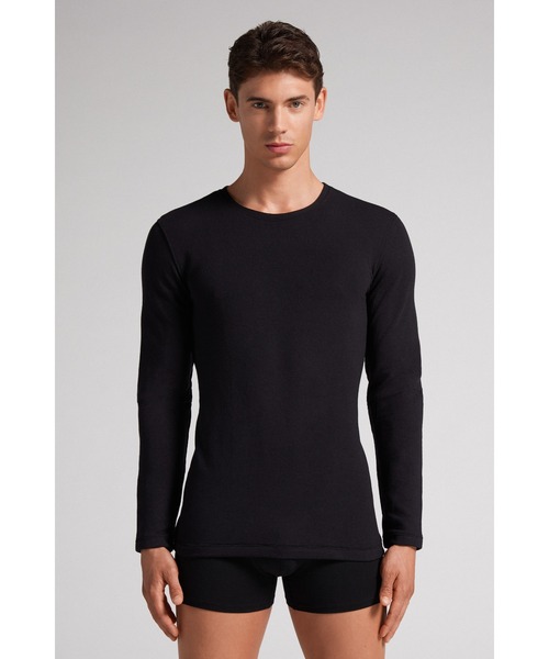 Intimissimi(インティミッシミ)の「モダール&カシミヤ ロングスリーブ トップス(Tシャツ/カットソー・メンズ・ヘザーチャコール/ホワイト/ブラック/ダークネイビー・L/XL/S/M)」の9枚目の写真
