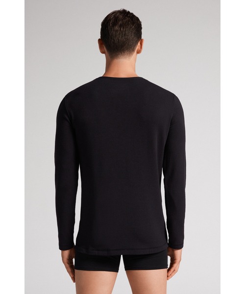 Intimissimi(インティミッシミ)の「モダール&カシミヤ ロングスリーブ トップス(Tシャツ/カットソー・メンズ・ヘザーチャコール/ホワイト/ブラック/ダークネイビー・L/XL/S/M)」の10枚目の写真