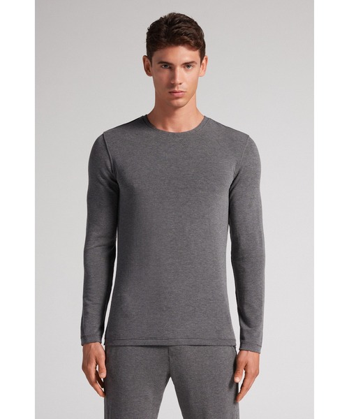 Intimissimi(インティミッシミ)の「モダール&カシミヤ ロングスリーブ トップス(Tシャツ/カットソー・メンズ・ヘザーチャコール/ホワイト/ブラック/ダークネイビー・L/XL/S/M)」の14枚目の写真