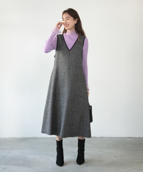 M.deux（エムドゥ）の「[[ベロアパイピングジャンパースカート]]（ジャンパースカート・レディース・ブラック/ブラウン・MEDIUM）」の3枚目の写真