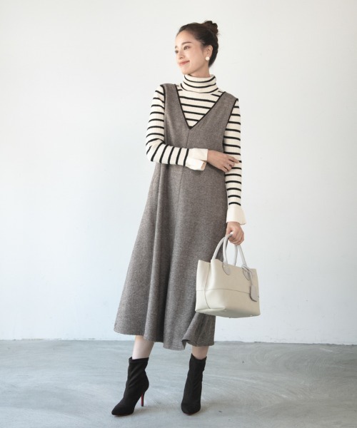 M.deux（エムドゥ）の「[[ベロアパイピングジャンパースカート]]（ジャンパースカート・レディース・ブラック/ブラウン・MEDIUM）」の4枚目の写真