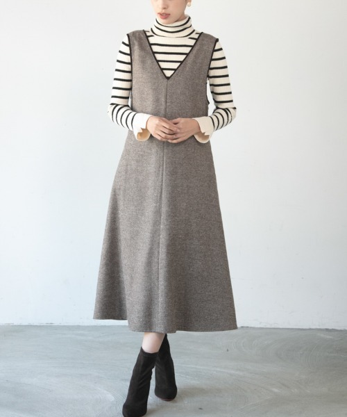 M.deux（エムドゥ）の「[[ベロアパイピングジャンパースカート]]（ジャンパースカート・レディース・ブラック/ブラウン・MEDIUM）」の5枚目の写真
