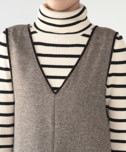 M.deux（エムドゥ）の「[[ベロアパイピングジャンパースカート]]（ジャンパースカート・レディース・ブラック/ブラウン・MEDIUM）」の8枚目の写真