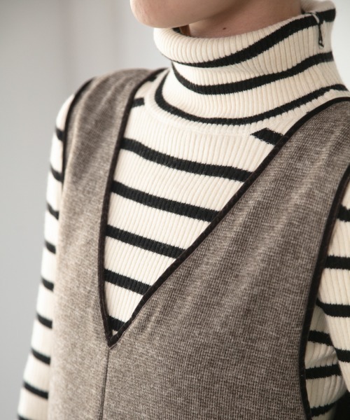 M.deux（エムドゥ）の「[[ベロアパイピングジャンパースカート]]（ジャンパースカート・レディース・ブラック/ブラウン・MEDIUM）」の9枚目の写真