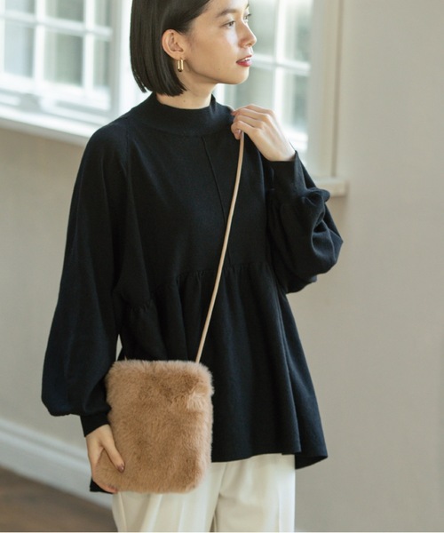 OPAQUE.CLIP（オペークドットクリップ）の「◆ハイネックギャザーペプラムニット【洗える】（ニット/セーター・レディース・グレー/ブラック/ブルー・99）」の6枚目の写真