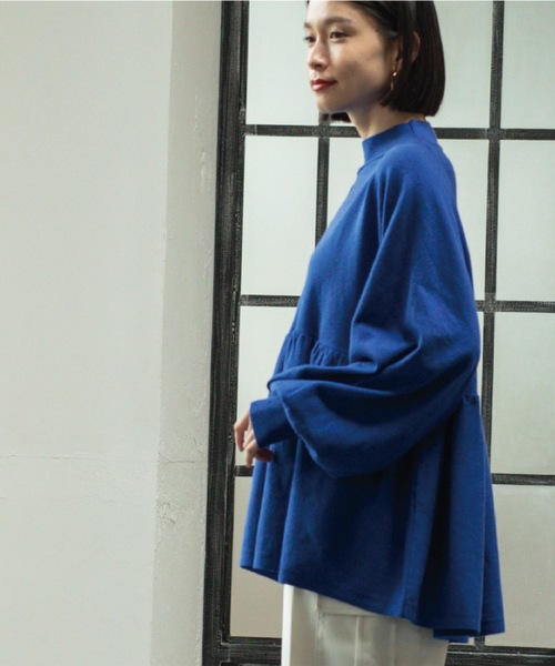 OPAQUE.CLIP（オペークドットクリップ）の「◆ハイネックギャザーペプラムニット【洗える】（ニット/セーター・レディース・グレー/ブラック/ブルー・99）」の10枚目の写真