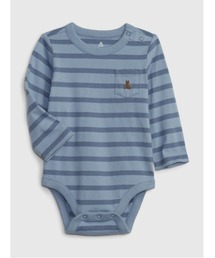 GAP（ギャップ）の「オーガニックコットン ボーダー長袖ボディシャツ (ベビー)（ロンパース）」