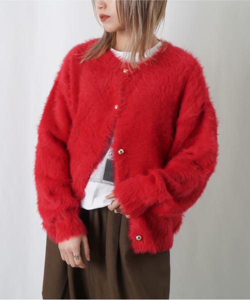 LUCA/LADY LUCK LUCA（ルカ/レディラックルカ）の「LC/LLL フェザーニットカーディガン（カーディガン/ボレロ・レディース・ピンク/ブラック/グレー/ライトベージュ・FREE）」の5枚目の写真