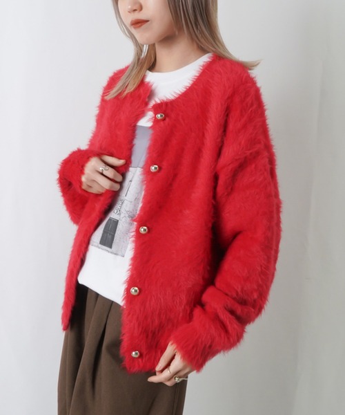 LUCA/LADY LUCK LUCA（ルカ/レディラックルカ）の「LC/LLL フェザーニットカーディガン（カーディガン/ボレロ・レディース・ピンク/ブラック/グレー/ライトベージュ・FREE）」の9枚目の写真