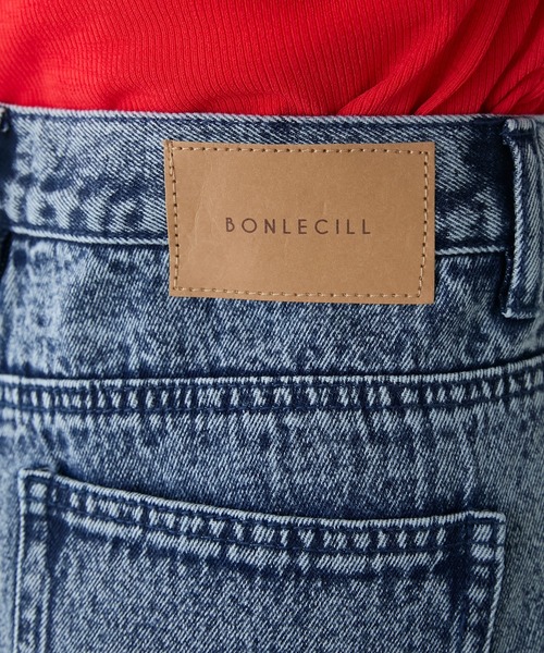 BONLECILL(ボンルシール)の「配色サイドステッチ ロールアップワイドデニムパンツ(デニムパンツ・レディース・ブラック/ブルー系/ネイビー・L/M/S)」の12枚目の写真