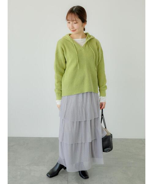 Te chichi TERRASSE(テチチテラス)の「袖口ギャザーベロアトップス(Tシャツ/カットソー・レディース・ブラック/オフホワイト/グレー・F)」の5枚目の写真