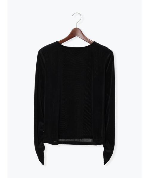 Te chichi TERRASSE(テチチテラス)の「袖口ギャザーベロアトップス(Tシャツ/カットソー・レディース・ブラック/オフホワイト/グレー・F)」の17枚目の写真