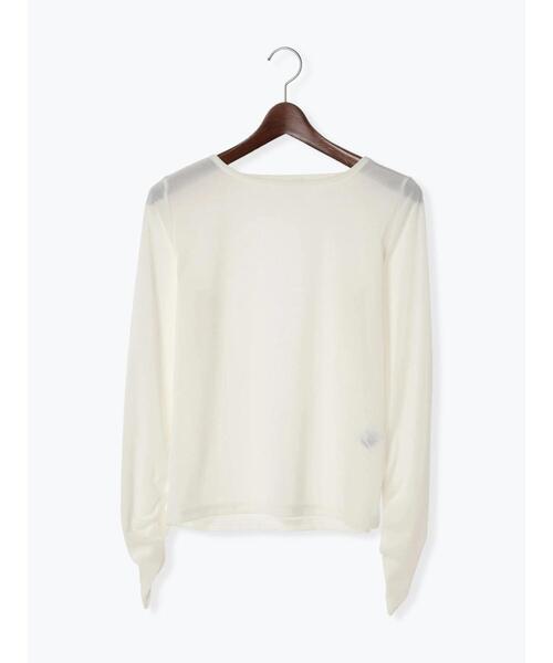 Te chichi TERRASSE(テチチテラス)の「袖口ギャザーベロアトップス(Tシャツ/カットソー・レディース・ブラック/オフホワイト/グレー・F)」の18枚目の写真