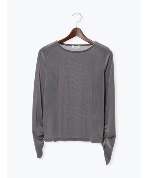 Te chichi TERRASSE(テチチテラス)の「袖口ギャザーベロアトップス(Tシャツ/カットソー・レディース・ブラック/オフホワイト/グレー・F)」の19枚目の写真