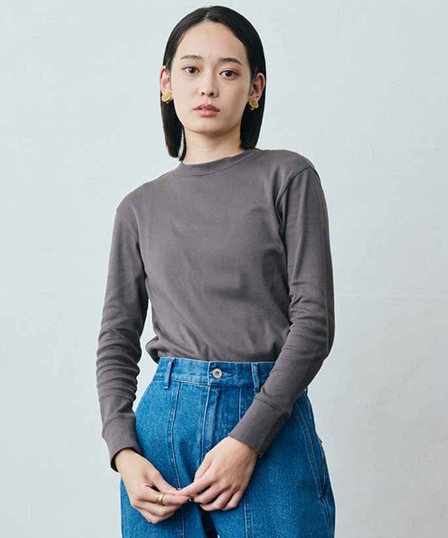 MEDE19F（メデジュウキュウ）の「ＭＥＤＥ１９Ｆ　エアリーな風合いの吸湿発熱コットンクルーネックトップス（Tシャツ/カットソー・レディース・ブラック/チャコールグレー/オフホワイト・X-LARGE/XX-LARGE/LARGE/MEDIUM）」の3枚目の写真